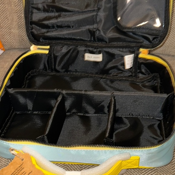 NWT Rae Dunn GRWM Get Ready With Me Cosmetic Makeup Bag Case Blue/Yellow Zipper - Picture 10 of 13